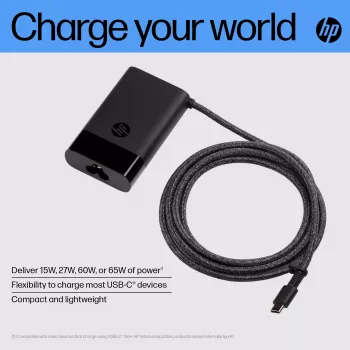 HP USB-C 65W kannettavan laturi, kannettava, sisäkäyttö, 90 V, 65 W, 5 – 20 V, 1,6 A