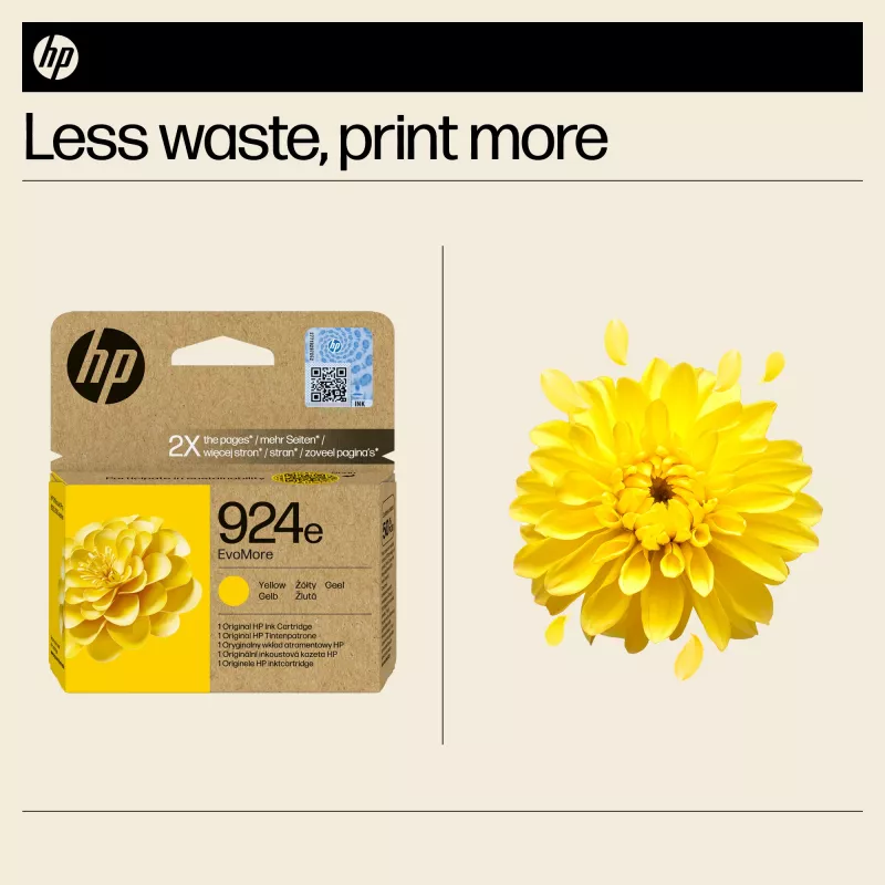 HP 924e EvoMore keltainen alkuperäinen värikasetti, keltainen, 1 kpl, 800 sivua