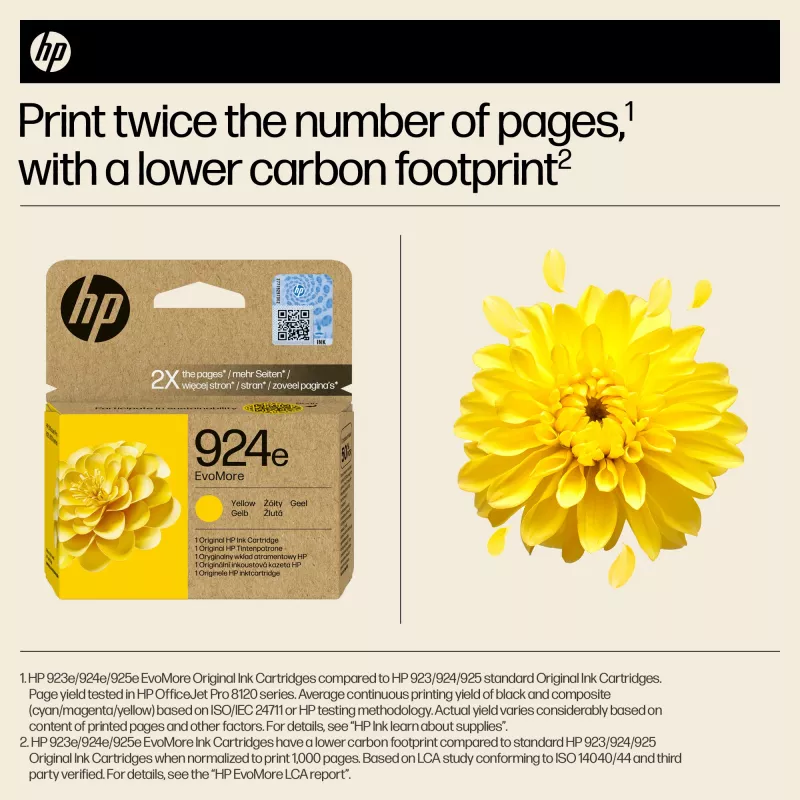 HP 924e EvoMore keltainen alkuperäinen värikasetti, keltainen, 1 kpl, 800 sivua