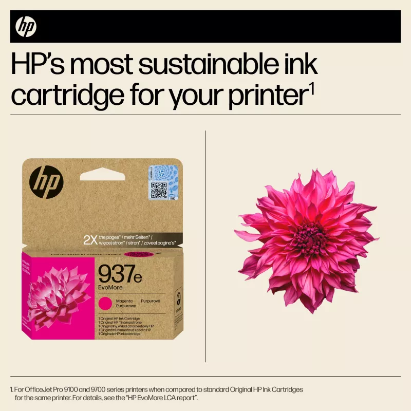 HP 937e EvoMore magenta alkuperäinen mustekasetti, magenta, 1 kpl, 1650 sivua