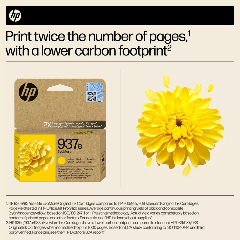 HP 937e EvoMore keltainen alkuperäinen mustekasetti