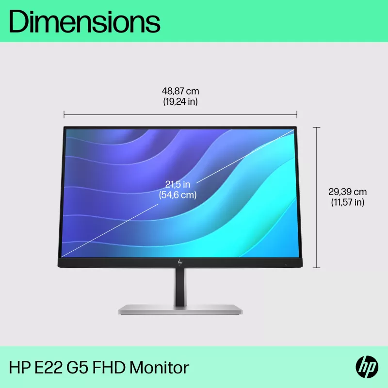 HP E-Series E22 G5 FHD näyttö, 54,6 cm (21,5 tuumaa), Full HD, LCD, 5 ms (kunnostettu)