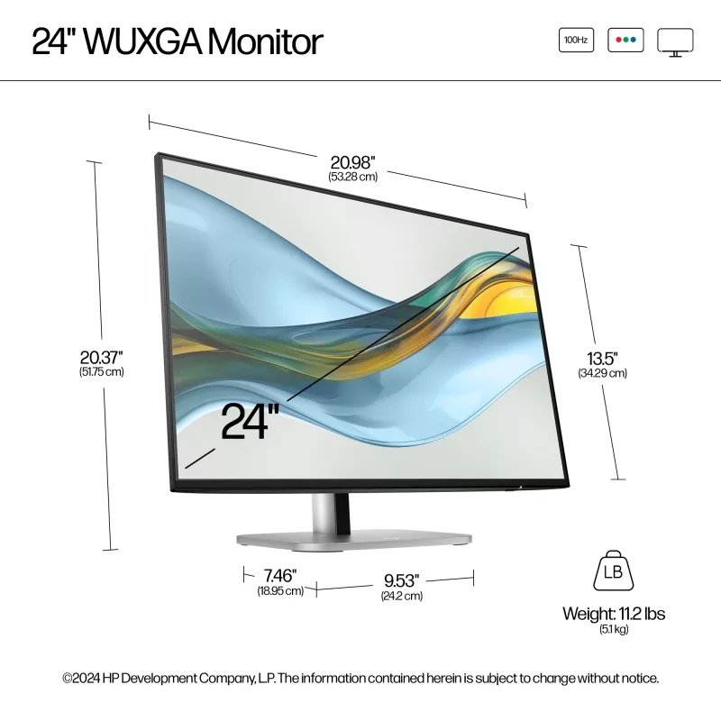 HP Series 5 Pro 24 tuuman WUXGA näyttö - 524pn, 61 cm (24 tuumaa), WUXGA, LCD, 5 ms, musta (kunnostettu)