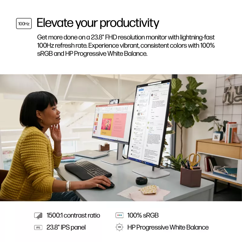 HP Series 5 Pro 23,8 inch FHD -näyttö - 524pf, 60,5 cm (23,8 inch), Full HD, LCD, 5 ms, musta