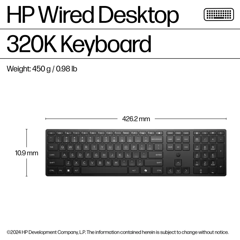 HP Wired Desktop 320K näppäimistö