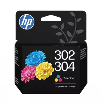 HP 302/304 alkuperäinen mustepatruuna, kolmivärinen, syaani, magenta, keltainen, 1 kpl, 100 sivua