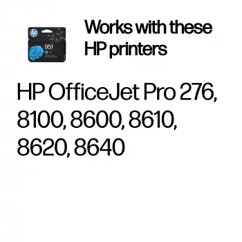 HP 951 syaani alkuperäinen mustepatruuna, syaani, 1 kpl, 535 sivua