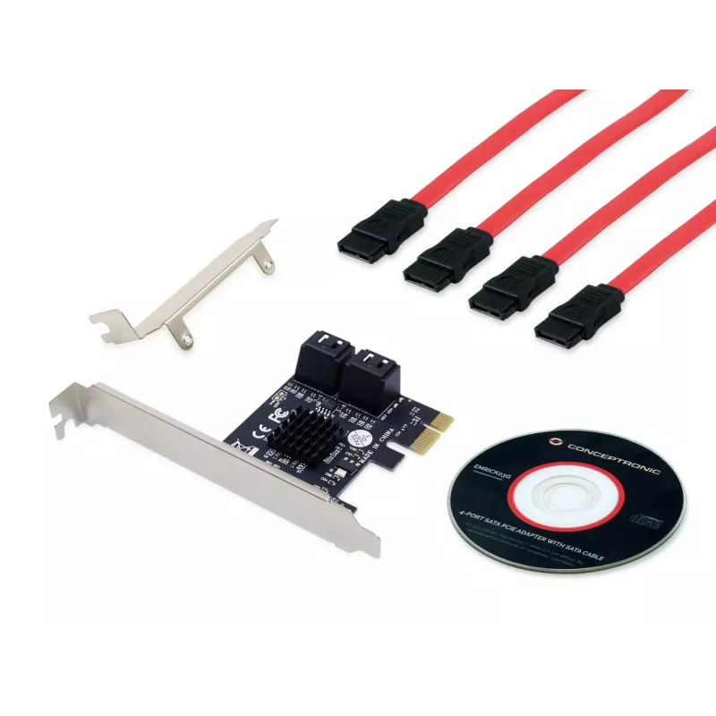 Conceptronic EMRICK 4-porttinen SATA PCIe -sovitin SATA-kaapeleilla