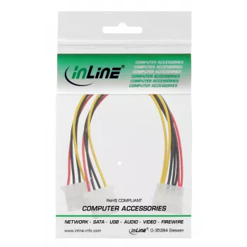 InLine sisäinen virta-Y-kaapeli 1x 5,25 tuuman Molex / 2x 5,25 tuuman Molex 0,20 m