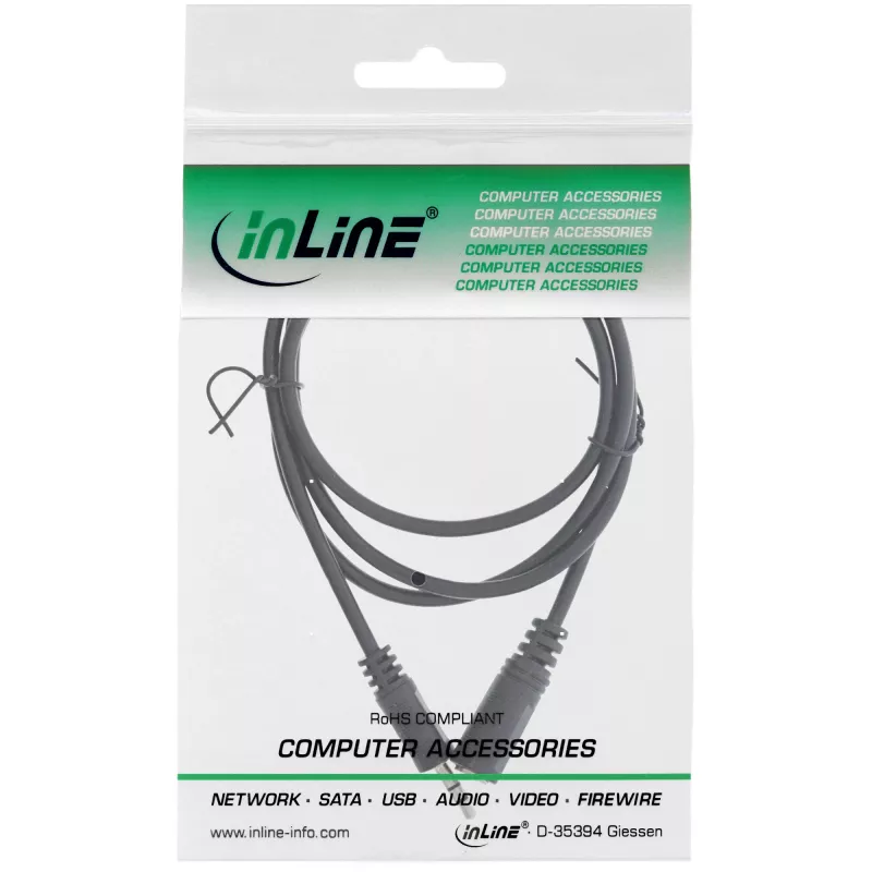 InLine audiokaapeli 3,5 mm stereo pistoke/rasia 1 m