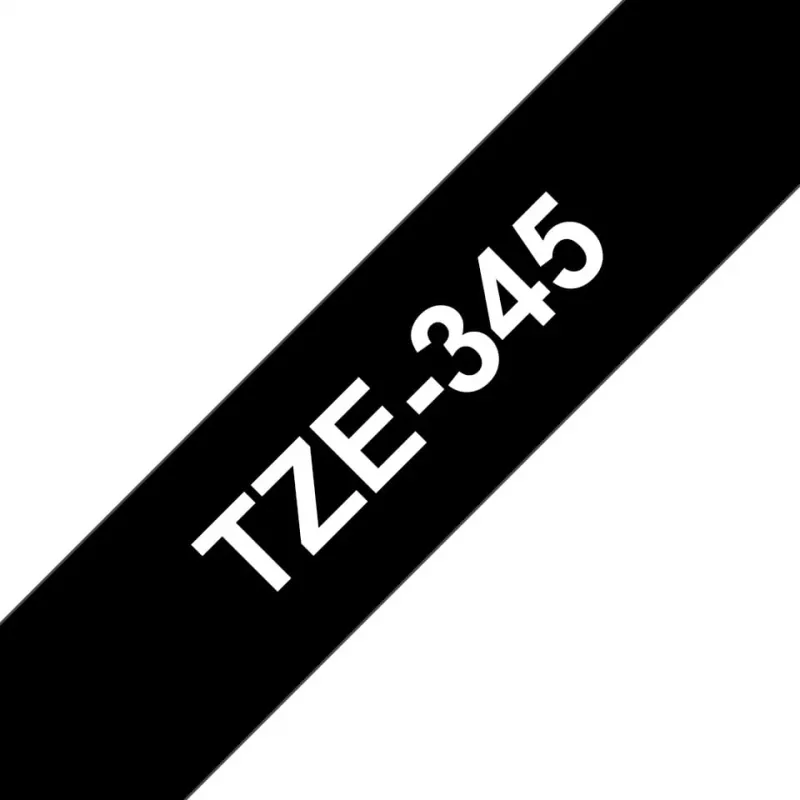 Laminaattinauha Brother TZe345 18mm valkoinen mustalla