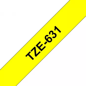 Tarratulostusnauha Brother TZe-631 (TZe) 12 mm x 8 m, musta keltaisella