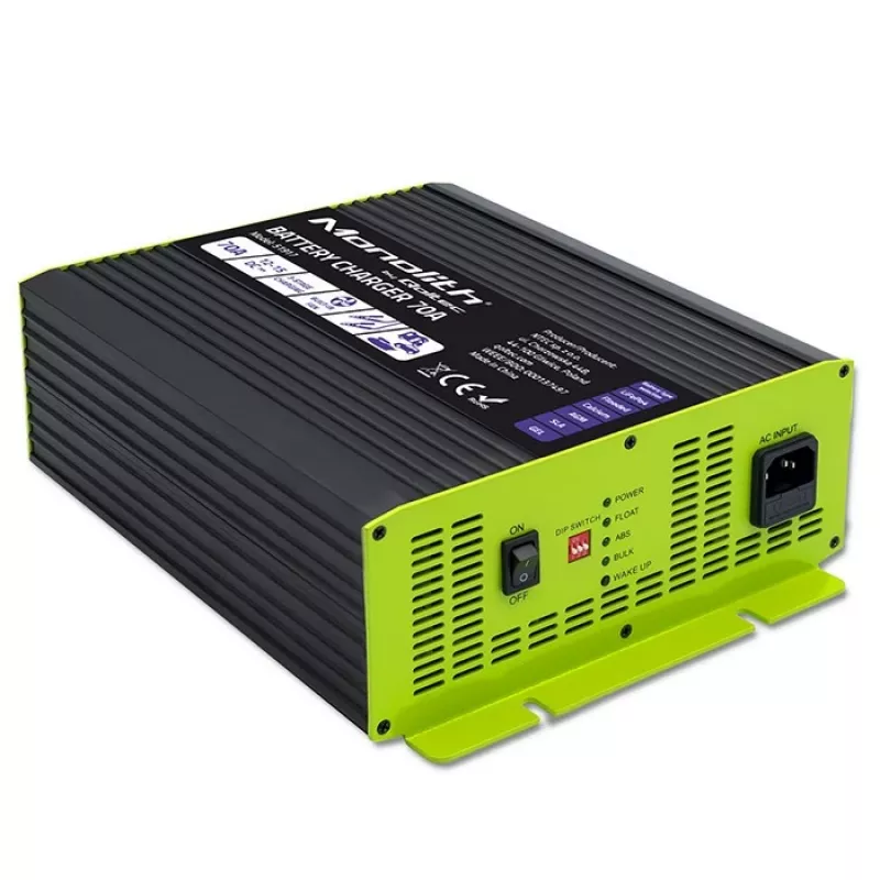 Akkulaturi QOLTEC 51917 LiFePO4/AGM/GEL/SLA-akuille, 70 A lähtö