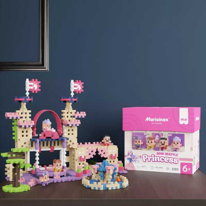 Marioinex Waffle Mini Blocks Princess rakennussarja — 280 osaa, monivärinen, laatikko, ikä 6+