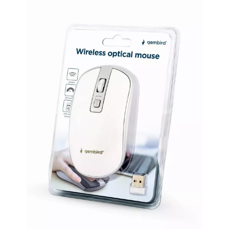 Hiiri USB optinen langaton valkoinen/hopea MUSW-4B-06-WS Gembird