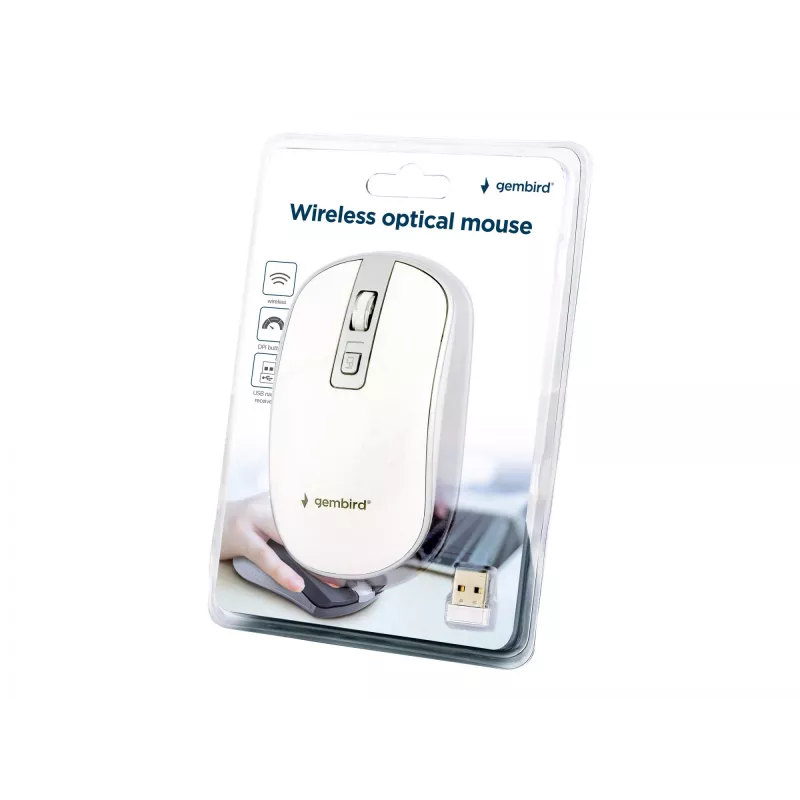 Hiiri USB optinen langaton valkoinen/hopea MUSW-4B-06-WS Gembird