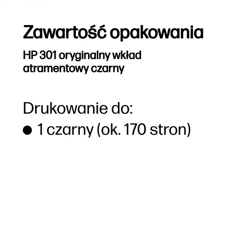 HP 301 musta alkuperäinen mustekasetti