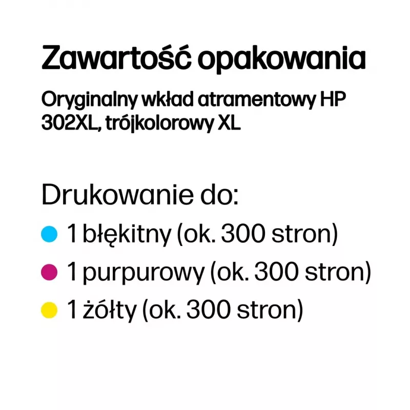 HP 302XL High Yield Tri-color alkuperäinen mustekasetti