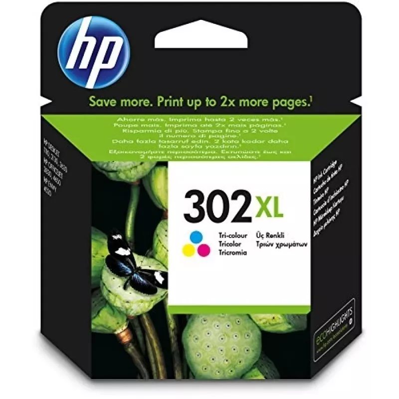 HP 302XL High Yield Tri-color alkuperäinen mustekasetti