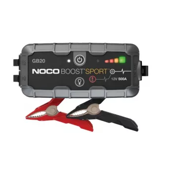 Käynnistysapulaite NOCO GB20 500A litiumioni, 24Wh, IP65, 1x USB 5V/2.1A, sisäänrakennettu taskulamppu, bensiinimoottoreille enintään 4L