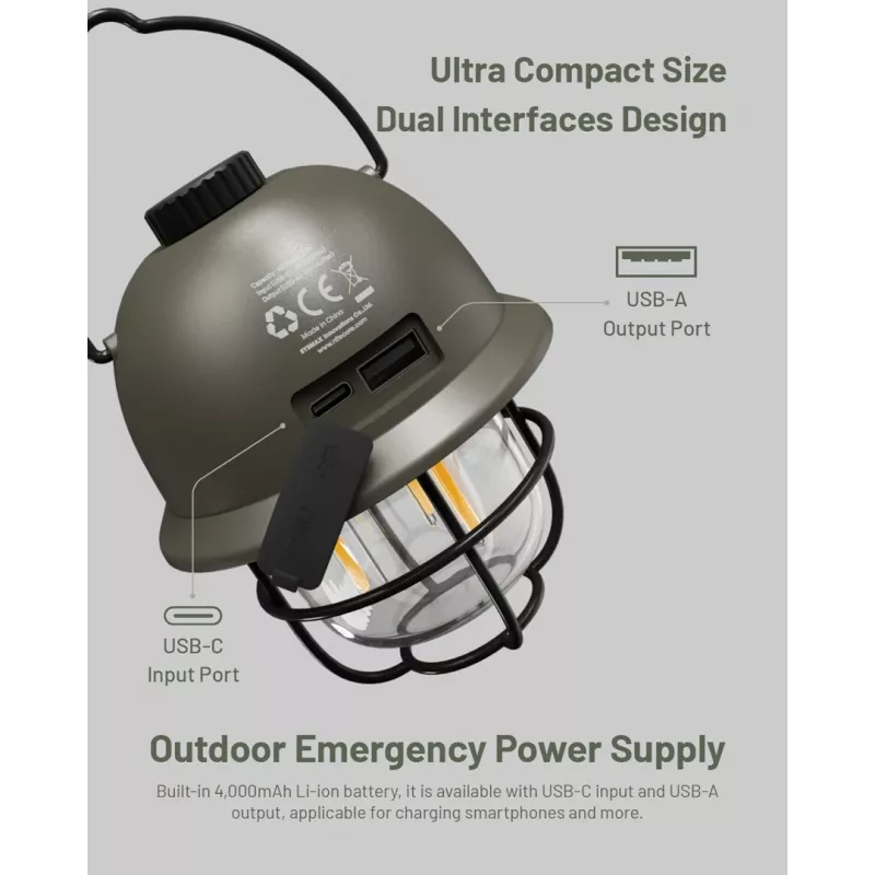 USB-käyttöinen retkilyhty Nitecore LR40 100 lm oliivi