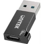 Unitek USB-C - USB-A -sovitin A1049ABK01 — musta, kompakti sovitin USB-C (liitäntä) - USB-A (pistoke)