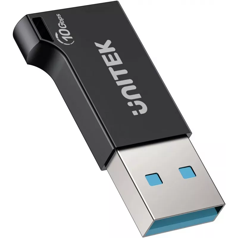Unitek USB-C - USB-A -sovitin A1049ABK01 — musta, kompakti sovitin USB-C (liitäntä) - USB-A (pistoke)