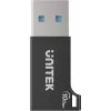 Unitek USB-C - USB-A -sovitin A1049ABK01 — musta, kompakti sovitin USB-C (liitäntä) - USB-A (pistoke)