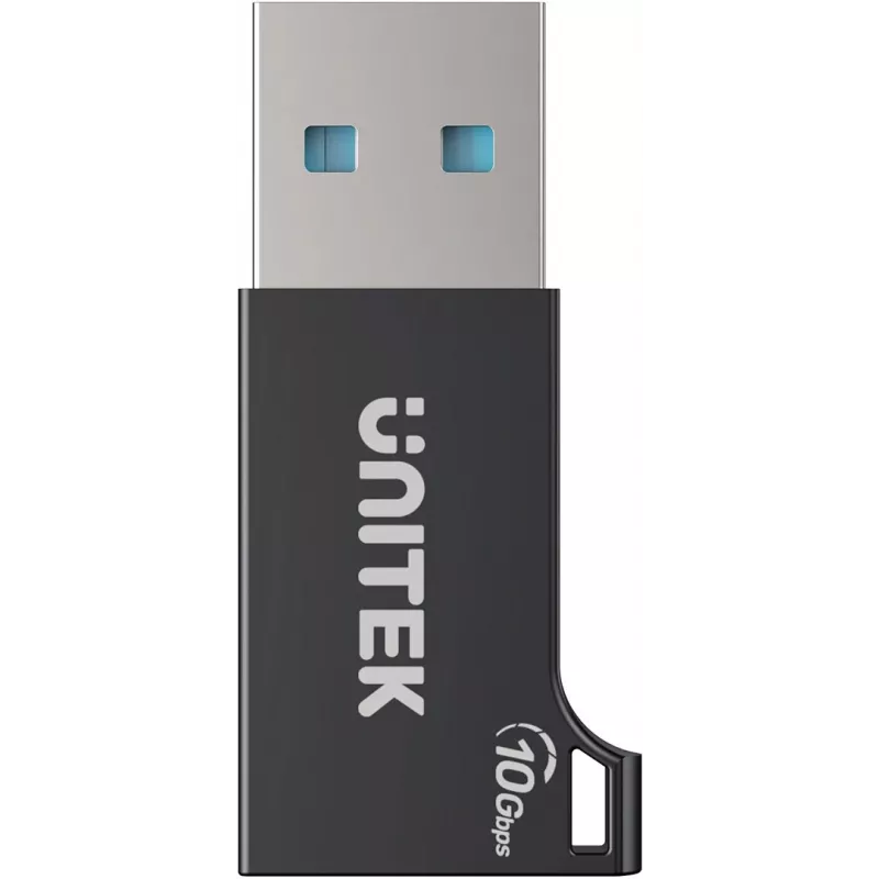 Unitek USB-C - USB-A -sovitin A1049ABK01 — musta, kompakti sovitin USB-C (liitäntä) - USB-A (pistoke)