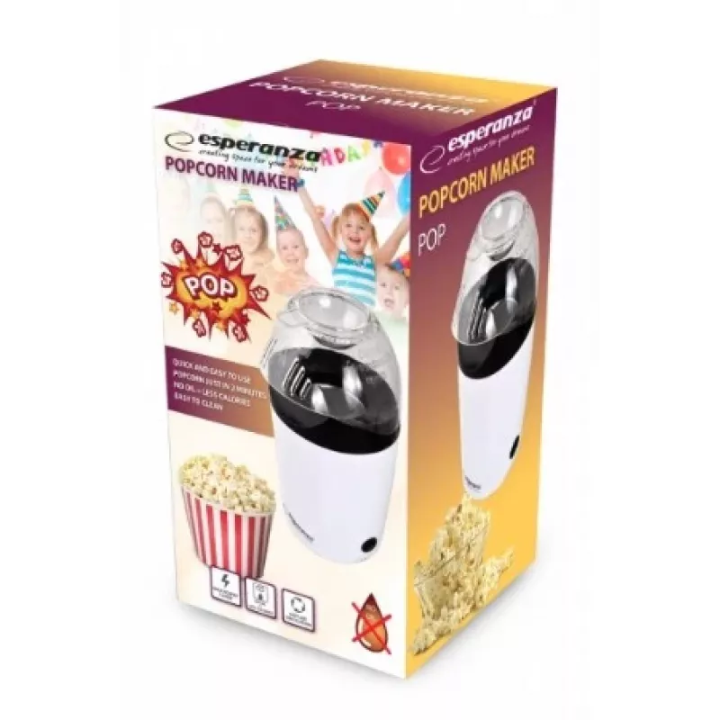 Popcorninpaistaja Esperanza EKP006 musta valkoinen