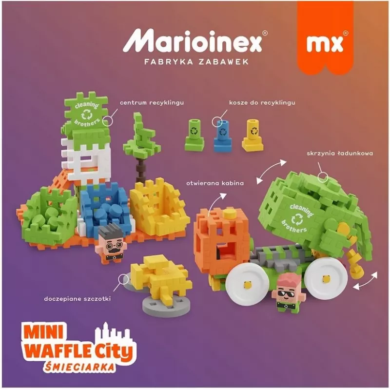 Marioinex Mini Waffle City jäteauto rakennuspalikat, 148 kpl (903131)