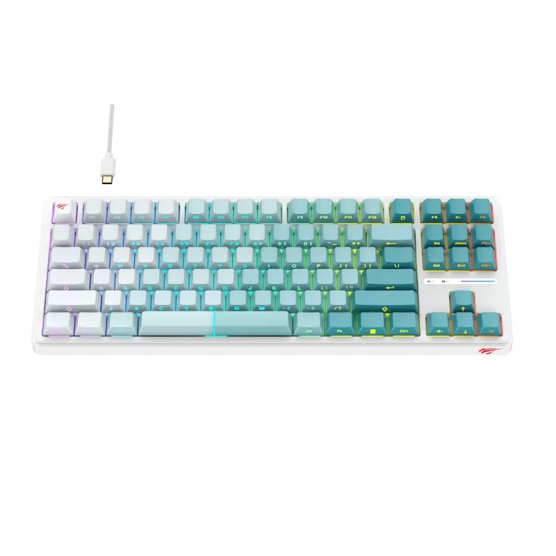 Havit KB901L pelinäppäimistö valkoinen ja vihreä USB johdollinen RGB-LED