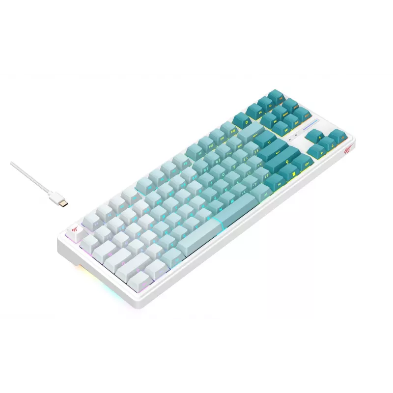 Havit KB901L pelinäppäimistö valkoinen ja vihreä USB johdollinen RGB-LED