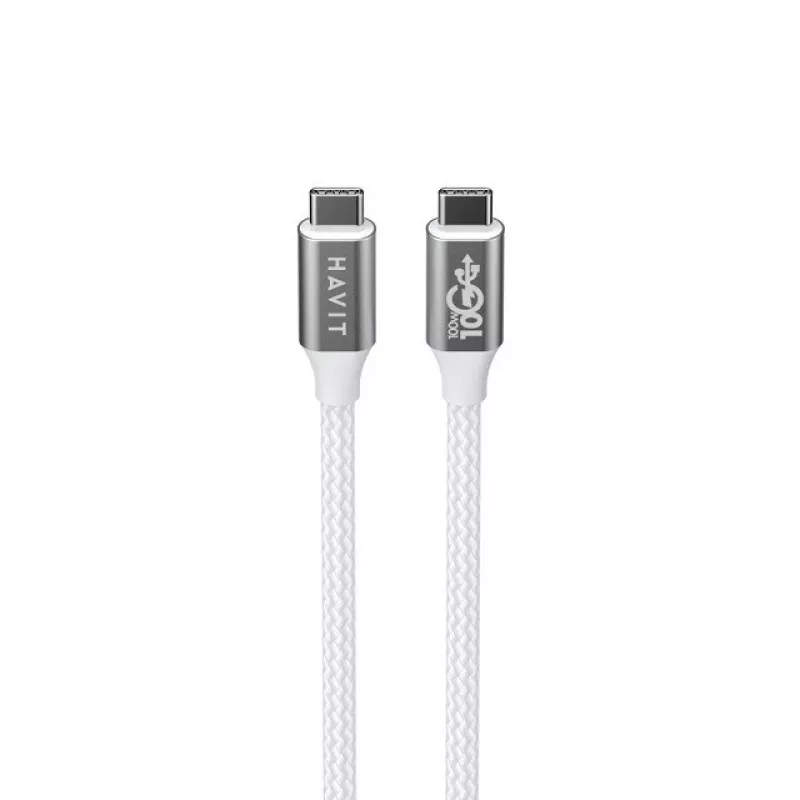 Havit CB6290 USB Type-C - USB Type-C kaapeli 1 m 10 Gbit/s harmaa valkoinen