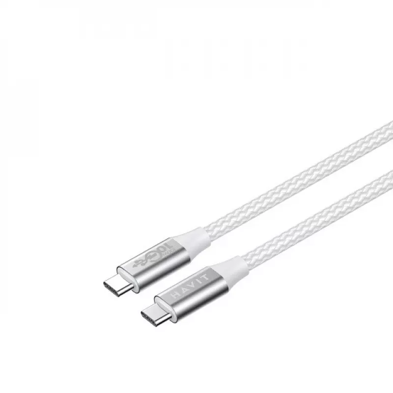 Havit CB6290 USB Type-C - USB Type-C kaapeli 1 m 10 Gbit/s harmaa valkoinen