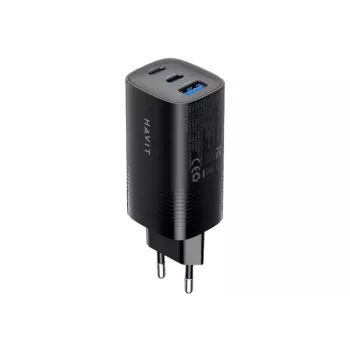 Havit UC20 kolmiporttinen GaN 65 W matkalaturi musta