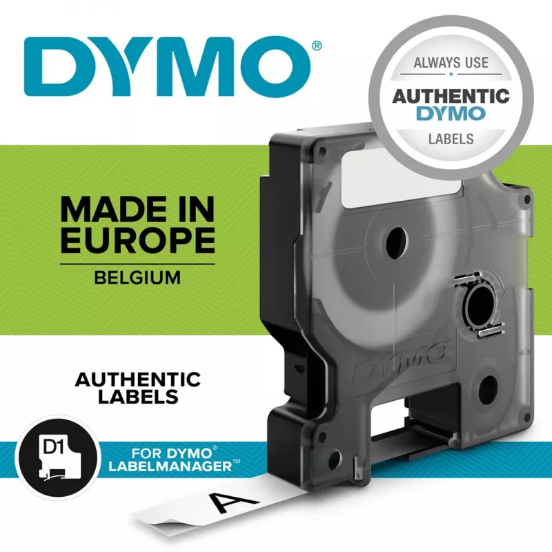 DYMO D1 nailon-tarranauha S0718050, 19 mm x 3,5 m, musta valkoisella