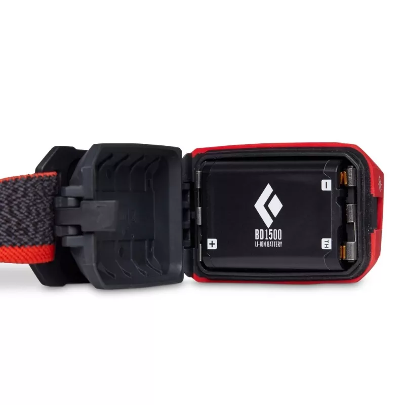 Black Diamond Storm 450 musta, punainen otsalamppu