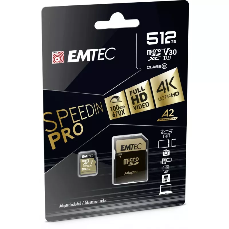Muistikortti Emtec 512GB MicroSDXC UHS-I ECMSDM512GXC10SP