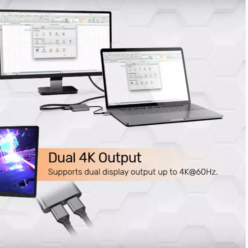 videokaapeli-adapteri UNITEK V1404A 0,15 m USB Type-C 2 x DisplayPort