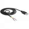 DELOCK kaapeli USB 2.0 Type-A uros > 2x avoimet kaapelinpäät