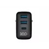 HAVIT UCLE001 EU GaN kolmiporttinen 30 W musta — kompakti USB-laturi, jossa 3 liitäntää