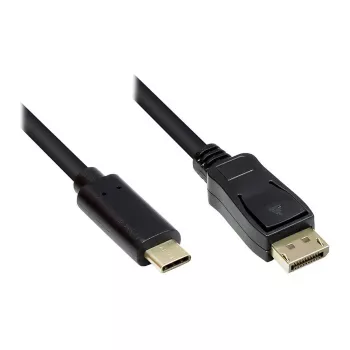 Adapterikaapeli USB-C™-pistoke DisplayPort 1.2 -pistokkeeseen, 4K2K / UHD 60 Hz, CU, musta, 5 m, Good Connections® (GC-M0108)