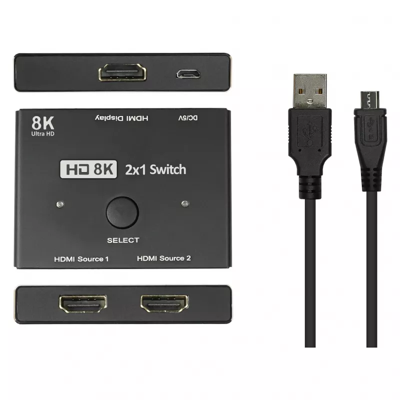 Alcasa HDMI-vaihtokytkin - HDMI - musta - metalli - 7680 x 4320 - data - kulta (GC-M0261)
