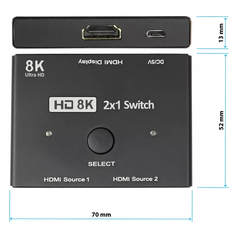 Alcasa HDMI-vaihtokytkin - HDMI - musta - metalli - 7680 x 4320 - data - kulta (GC-M0261)