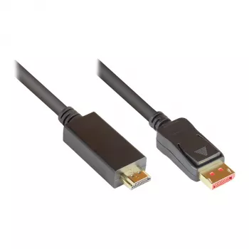 Liitäntäkaapeli DisplayPort 1.4 - HDMI 2.0, 4K @60Hz, kullatut kontaktit, OFC, musta, 5 m, Good Connections® (DP14-HDMI5)