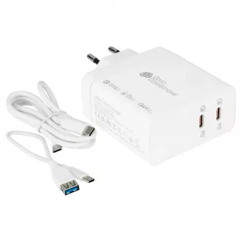 Good Connections GC USB-pikalaturi 140W GaN-teknologia, 2x USB-C, PD 3.1, QC 5.0, PPS valkoinen -• USB-pikalaturi 140W• älypuhelimille