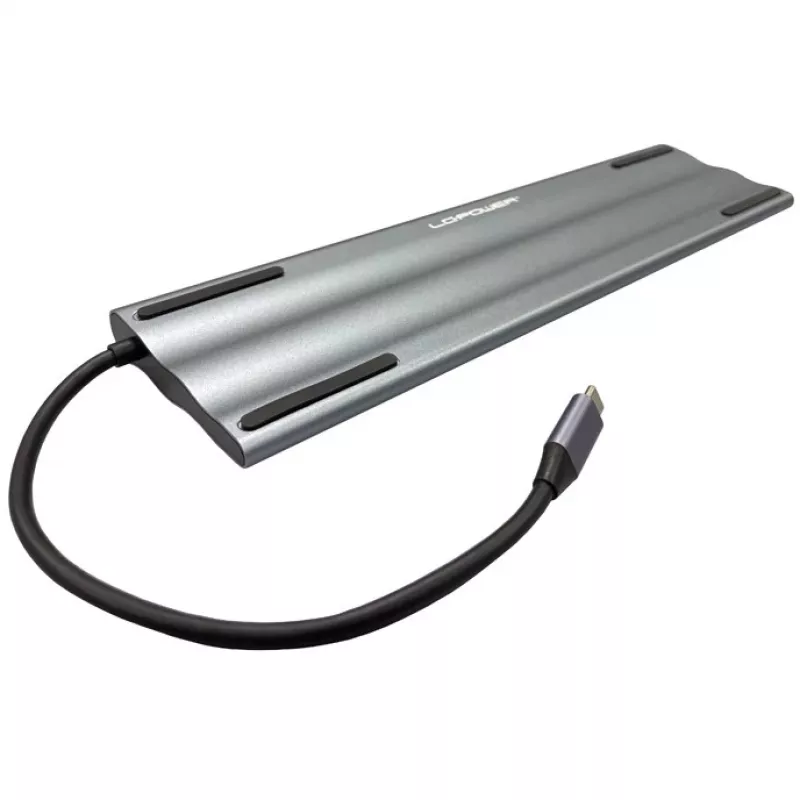 LC-Power LC-HUB-C-MULTI-8 USB-C - 3xUSB-A/2xUSB-C/HDMI/VGA/MicroSD/SD/RJ45/ääni
