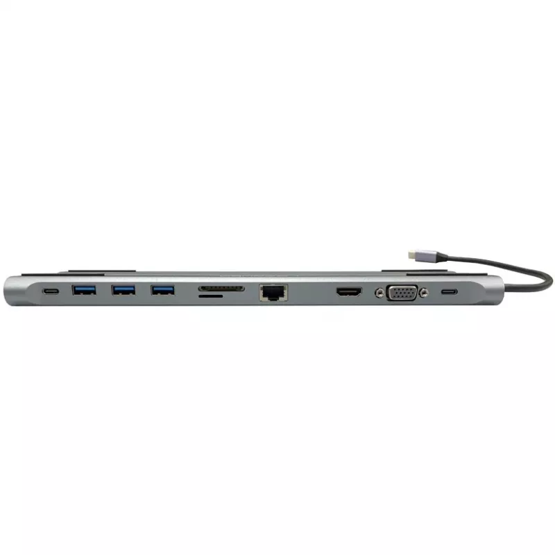 LC-Power LC-HUB-C-MULTI-8 USB-C - 3xUSB-A/2xUSB-C/HDMI/VGA/MicroSD/SD/RJ45/ääni