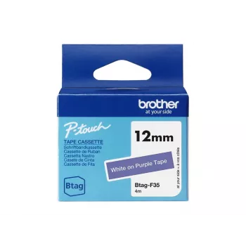 Merkintänauha Brother BTAG-F35 valkoinen violetti 1,2 cm 4 m